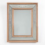 A mid-century Venitian mirror, etched and coloured glass. Circa 1960. (W:72 x H:93 cm)
