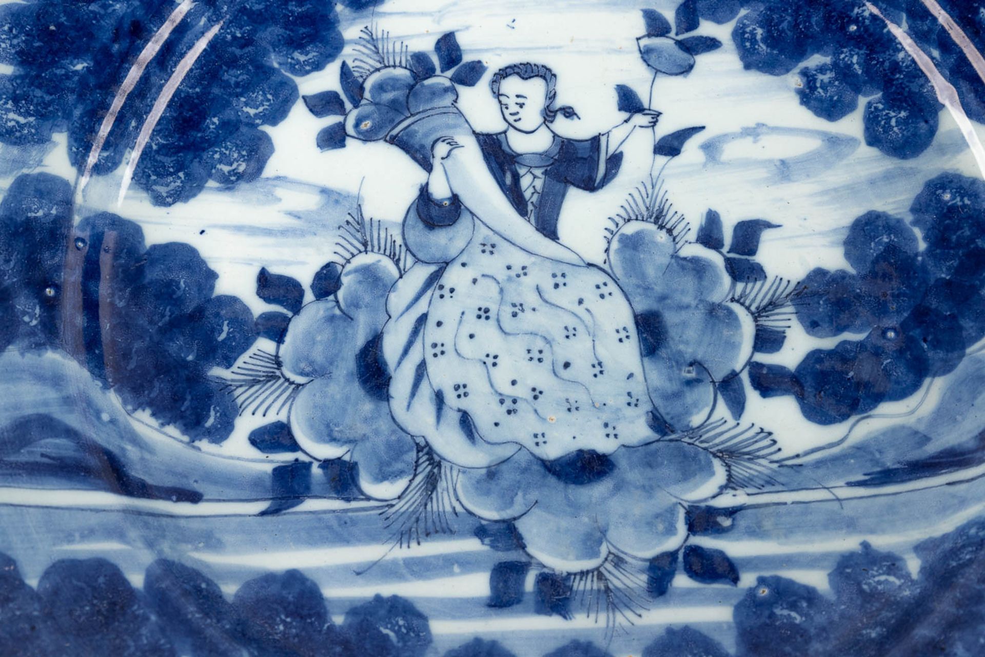 Delftse Faience, a pair of plates. 18th C. (H: 6 x D:35 cm) - Image 4 of 14