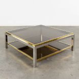 Jean CHARLES (XX-XXI) 'Coffee Table' coloured glass, brass and chromed metal, for Maison Charles. (L