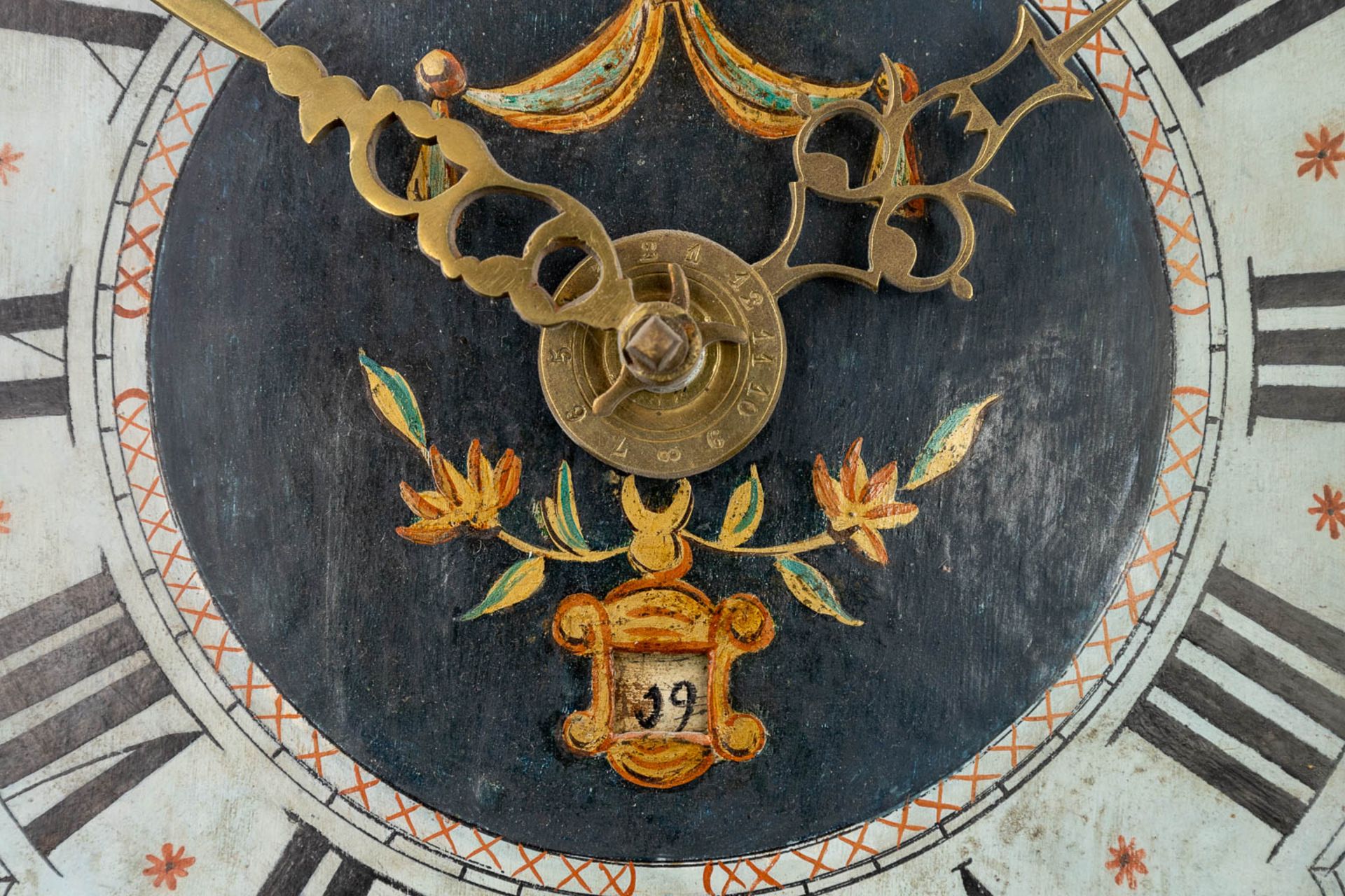 An antique clock, made in Friesland, The Netherlands. 19th C. (L:23 x W:46 x H:153 cm) - Image 10 of 16