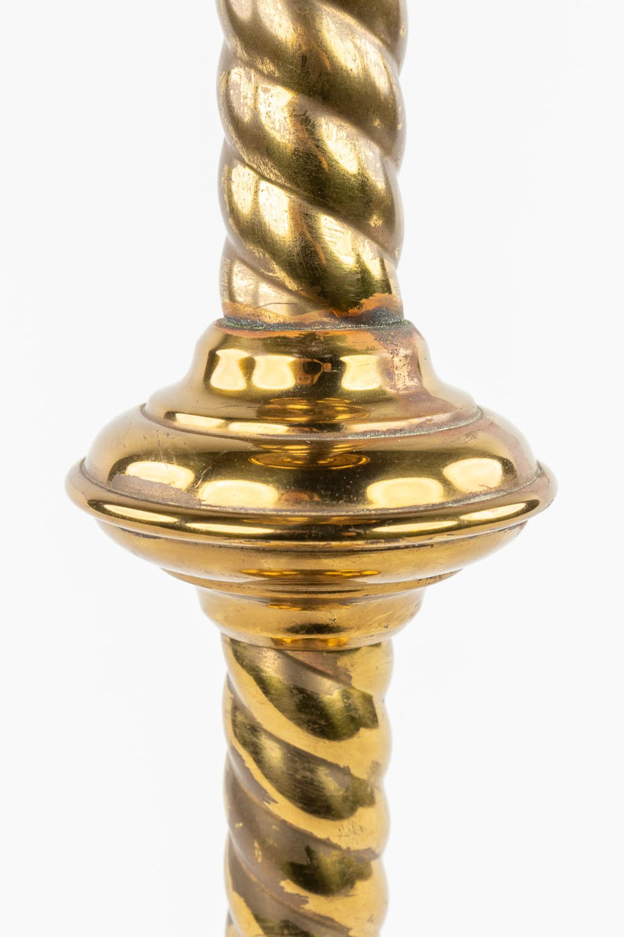 A candelabra with 10 points of light, gothic revival, added 1 candle holder. 20th C. (H:73 x D:45 cm - Image 12 of 17