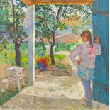 Alain LONGET (1942) 'View from the patio' oil on canvas. 1975 (W:100 x H:100 cm)