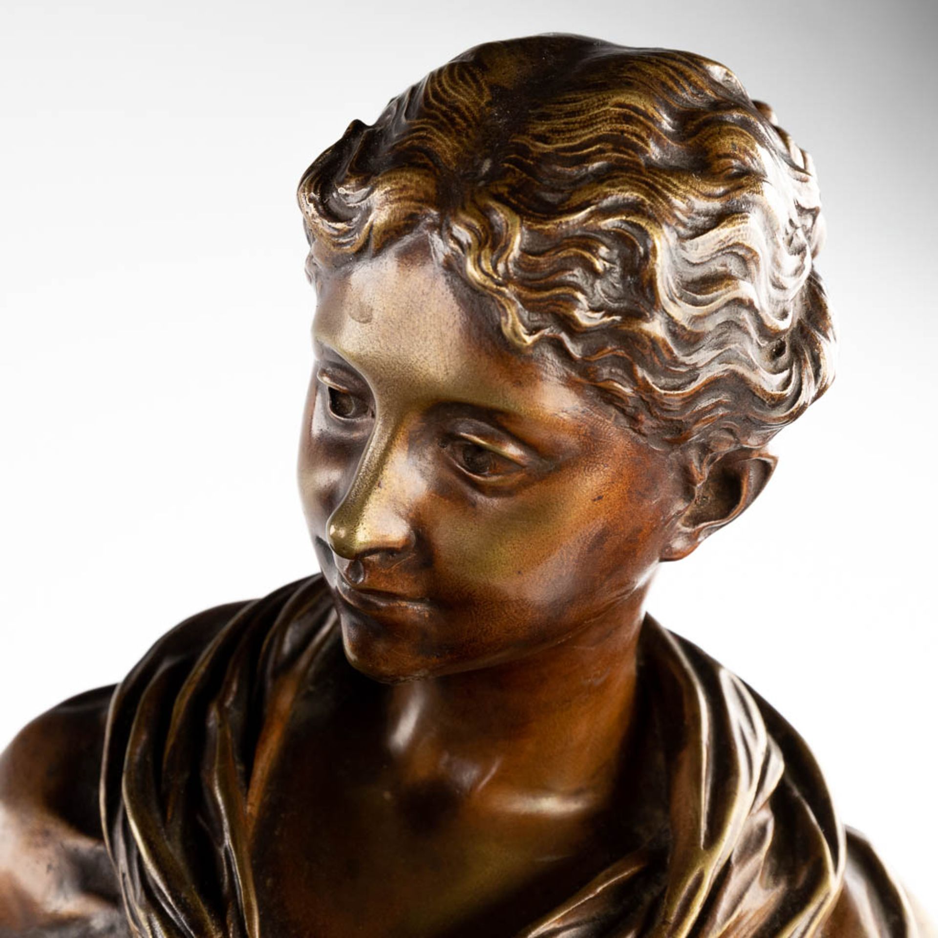 Luca MADRASSI (1848-1919) 'Projet D'Avenir' patinated bronze. (L:30 x W:50 x H:84 cm) - Bild 6 aus 9