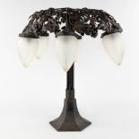 A table lamp with opaline lampshades, art deco style. 20th C. (H:69 x D:70 cm)