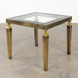 Belgo Chrome, a side table, brass and glass. (L:62 x W:62 x H:53 cm)