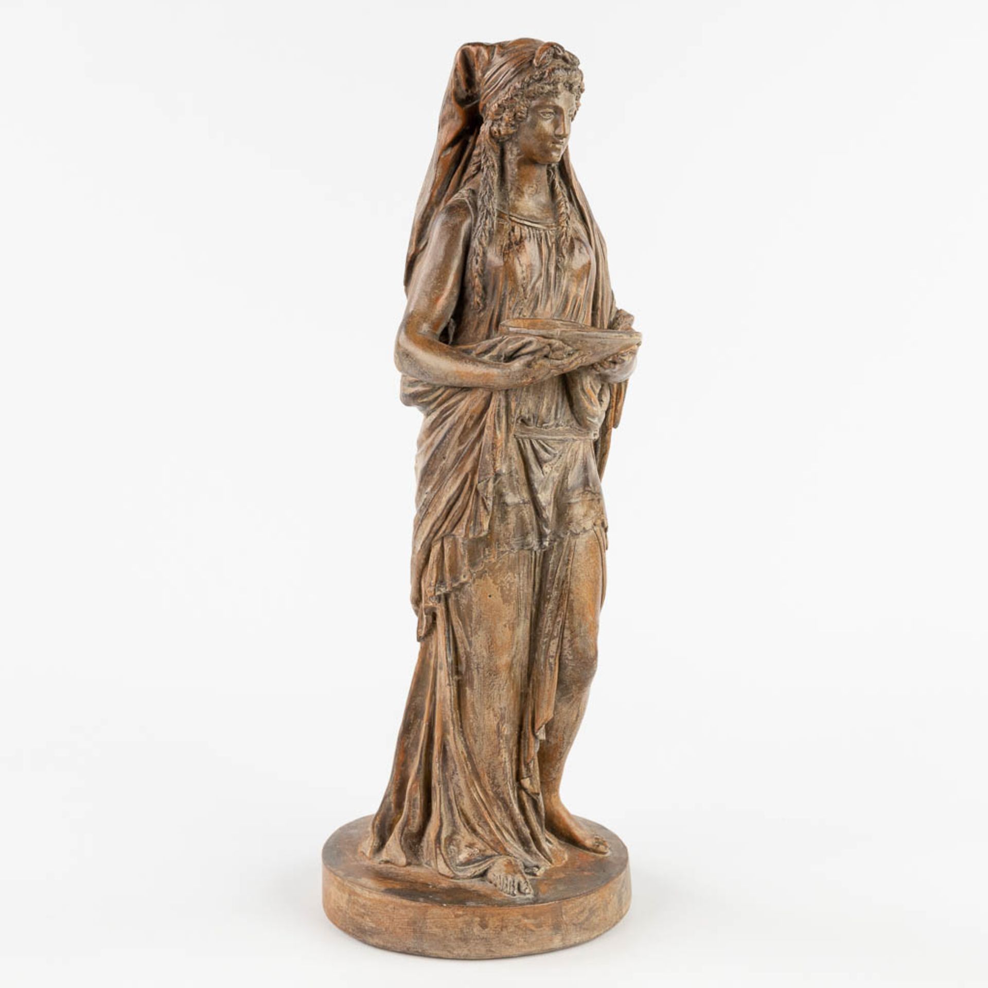 Alexis BURY (XX) 'Greek Lady' sculpture in Terracotta. (H:36 x D:13 cm) - Image 3 of 12