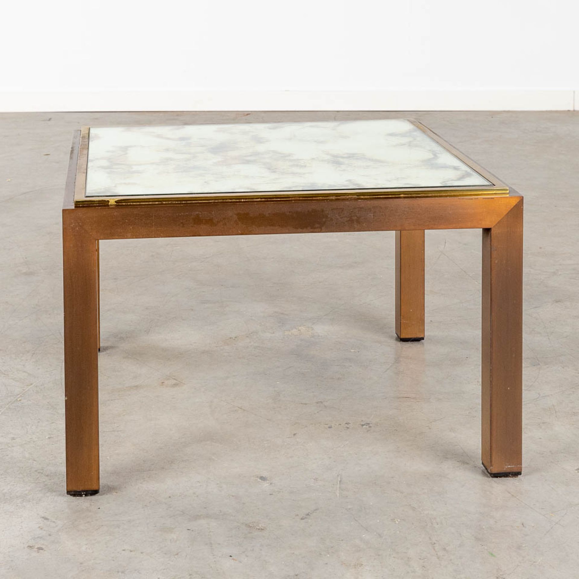 Belgo Chrome, a square, brass and tinted glass side table. (L:57 x W:57 x H:37 cm) - Bild 3 aus 8