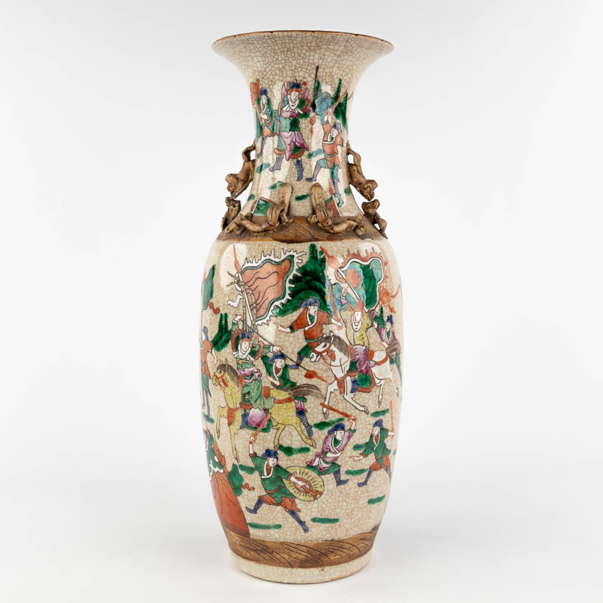 A large Chinese Nanking vase, added two smaller vases. 20th C. (H:58 x D:22 cm) - Image 4 of 25