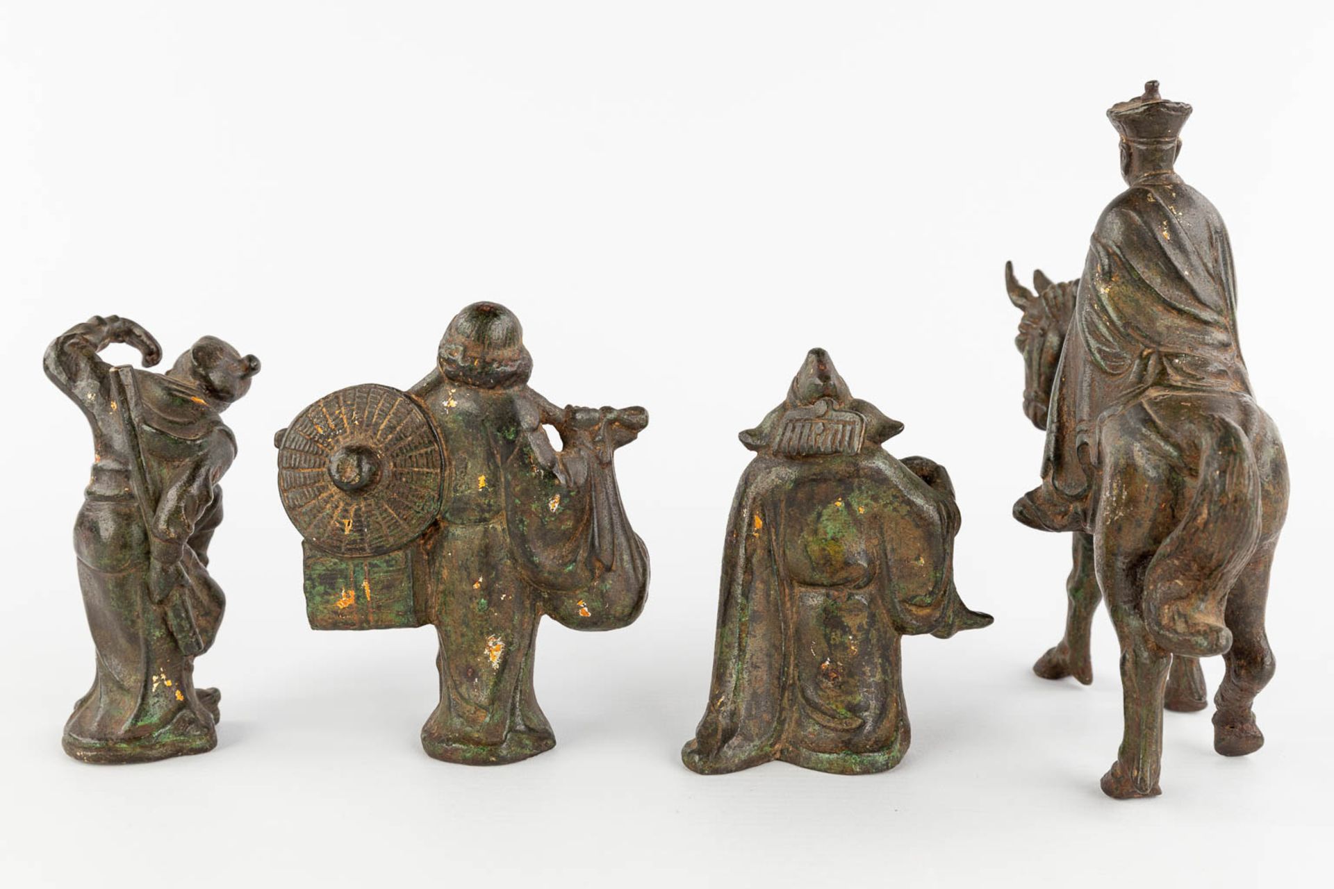 4 Chinese figurines, made of bronze. (L:7 x W:18 x H:18 cm) - Image 5 of 12