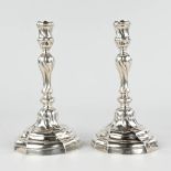 A pair of silver candlesticks / Candle holders, Carolus Benninck, Bruges, 18th C. 582g. (H:23 x D:13