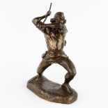 Juliaan DILLENS (1849-1904) 'The Flail' patinated bronze. (L:17 x W:39 x H:49,5 cm)