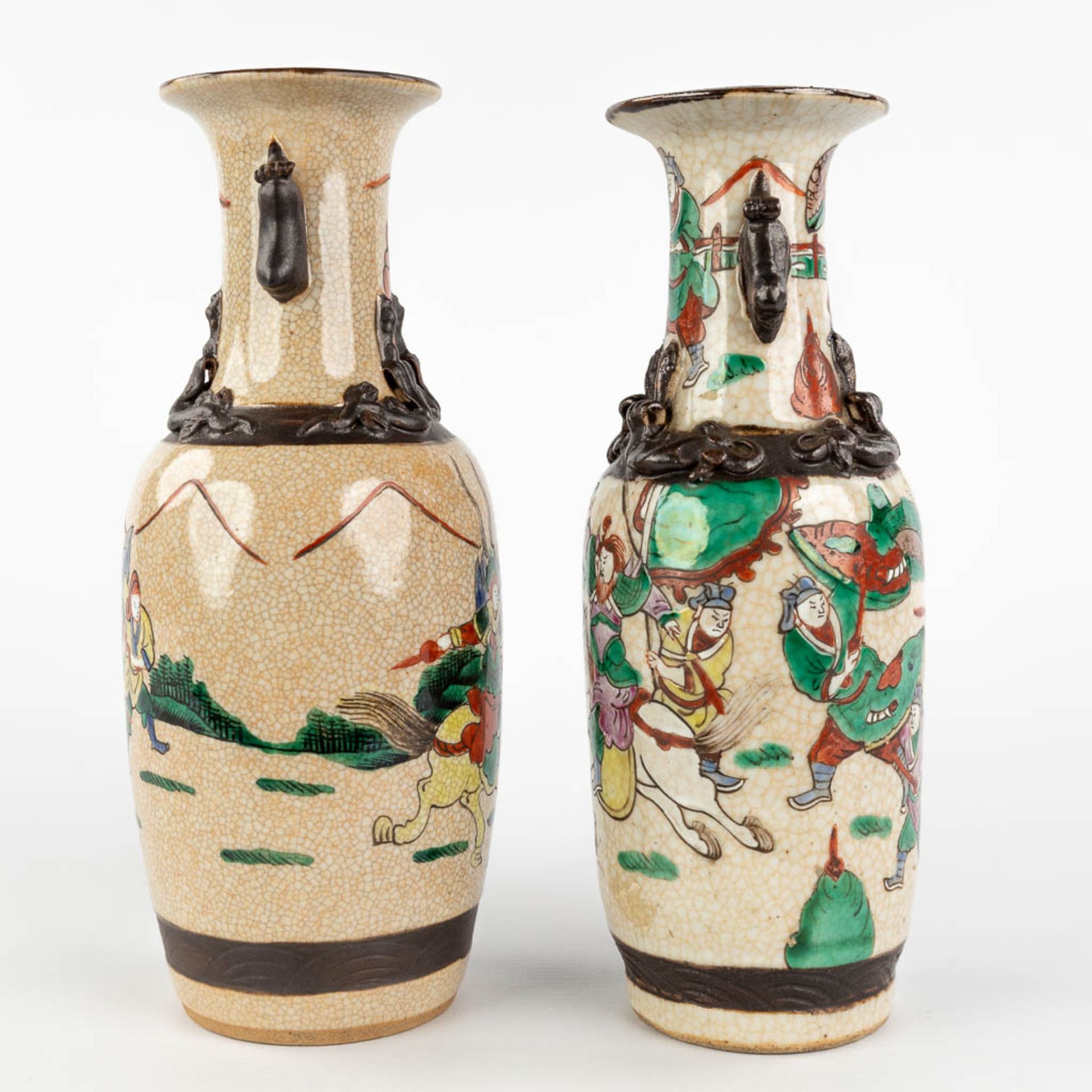 A large Chinese Nanking vase, added two smaller vases. 20th C. (H:58 x D:22 cm) - Image 19 of 25