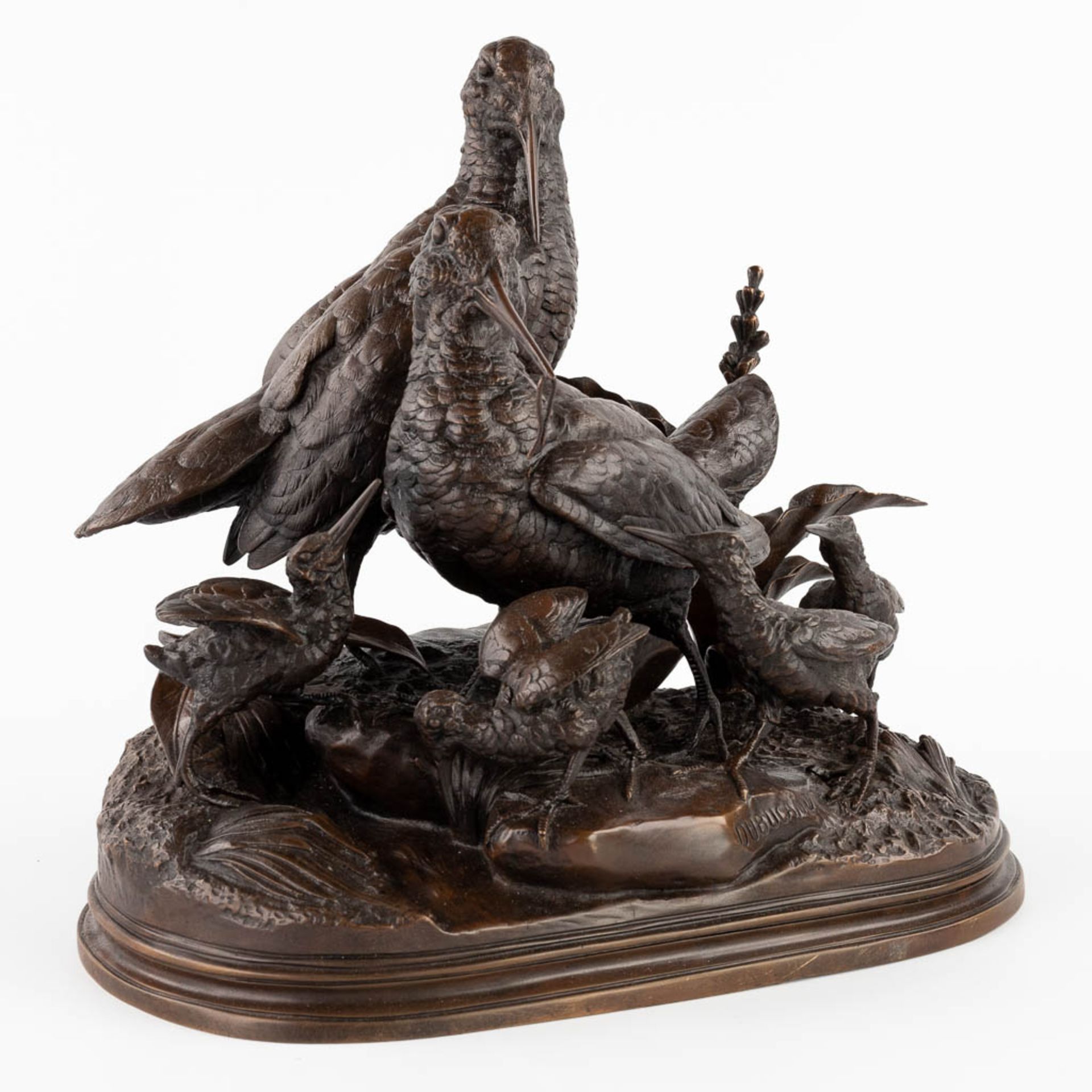 Alfred DUBUCAND (1828-1894) 'Woodcock with youngsters' patinated bronze. (L:26 x W:40 x H:36 cm) - Bild 3 aus 13