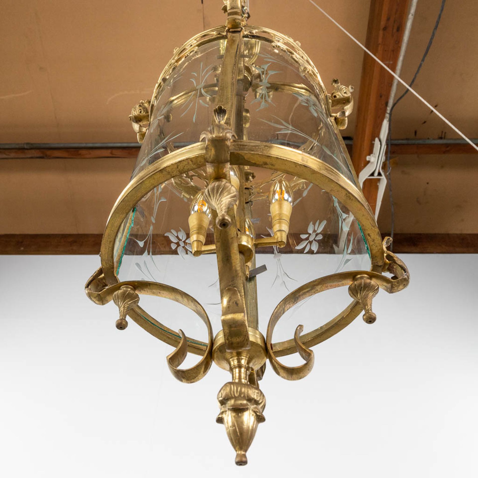 An antique lantern, bronze and glass. 20th C. (H:92 x D:45 cm) - Bild 13 aus 16