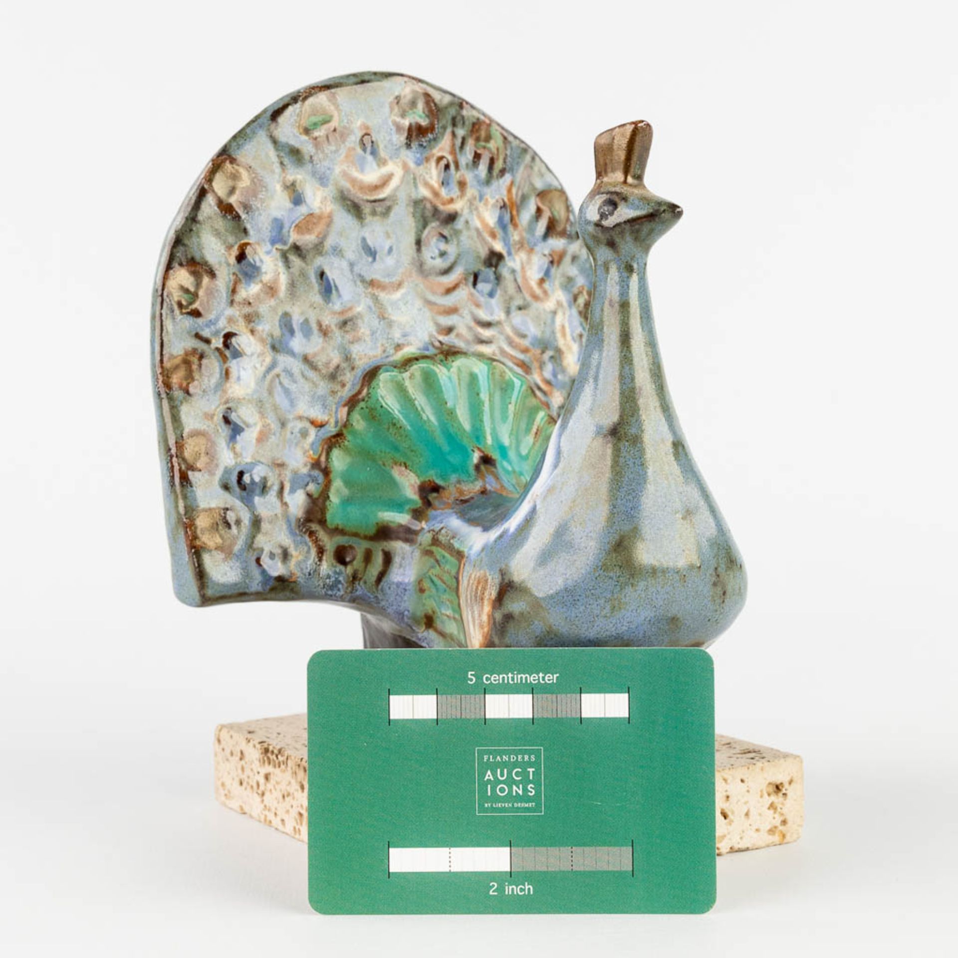 Rogier VANDEWEGHE (1923-2020) 'Peacock' glazed ceramics. (L:14 x W:14 x H:19 cm) - Image 2 of 11
