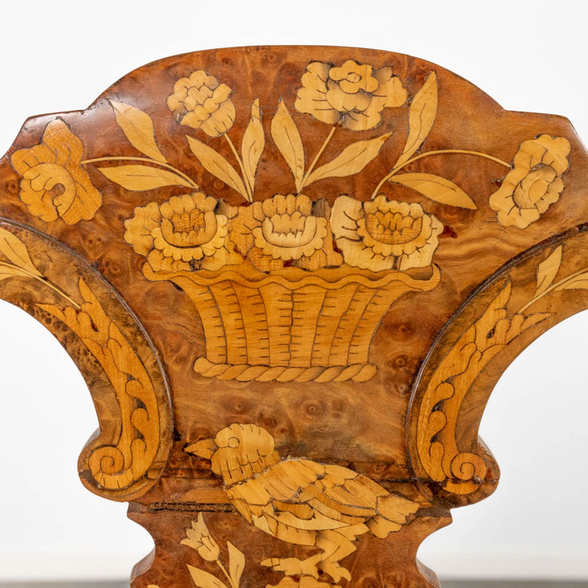 A pair of chairs with flower marquetry, 18th C. (L:46 x W:55 x H:112 cm) - Bild 9 aus 17