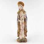 Gio Kaly, a Madonna, glazed terracotta. In the style of Eugenio Pattarino. (L:12,5 x W:14 x H:50 cm)