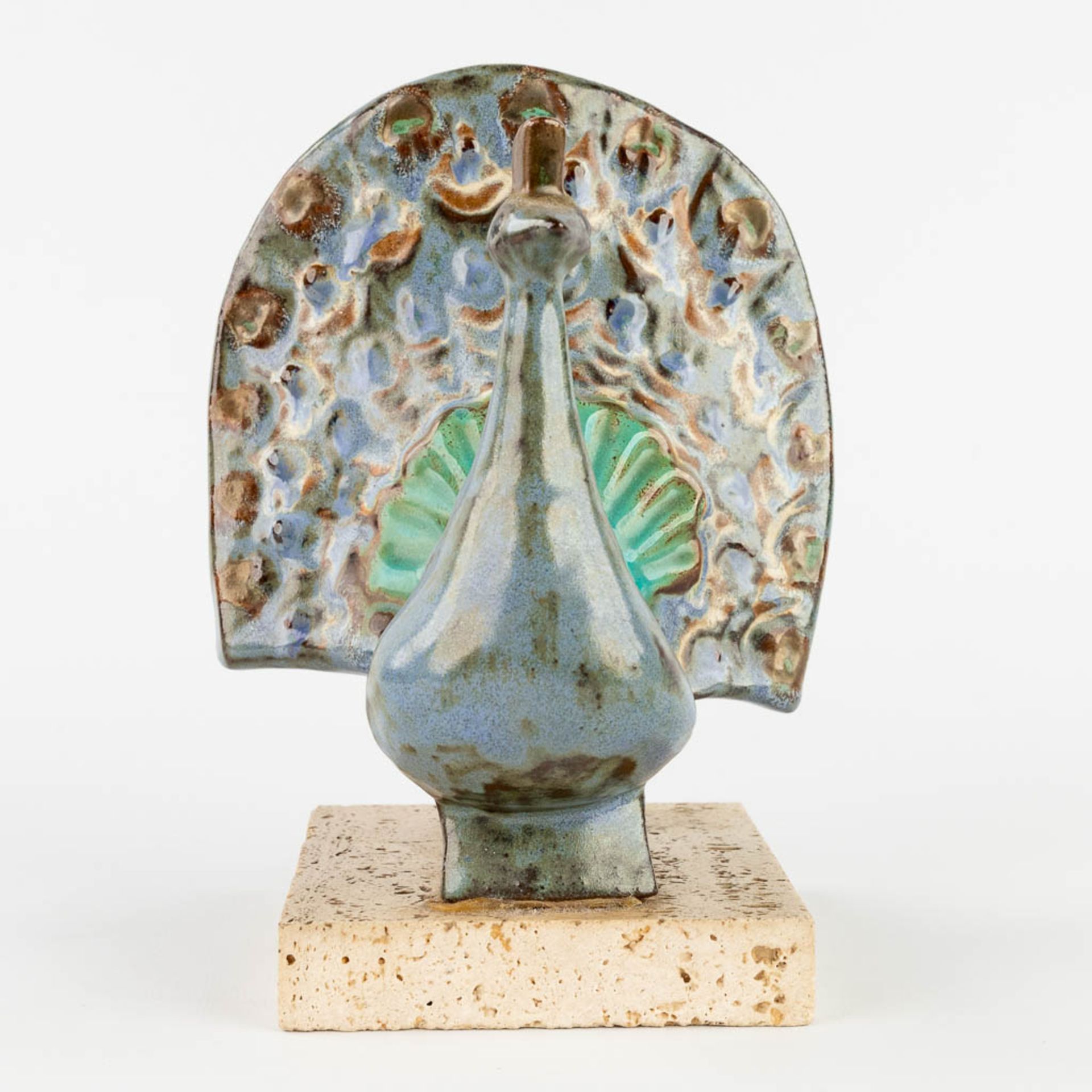 Rogier VANDEWEGHE (1923-2020) 'Peacock' glazed ceramics. (L:14 x W:14 x H:19 cm) - Image 6 of 11