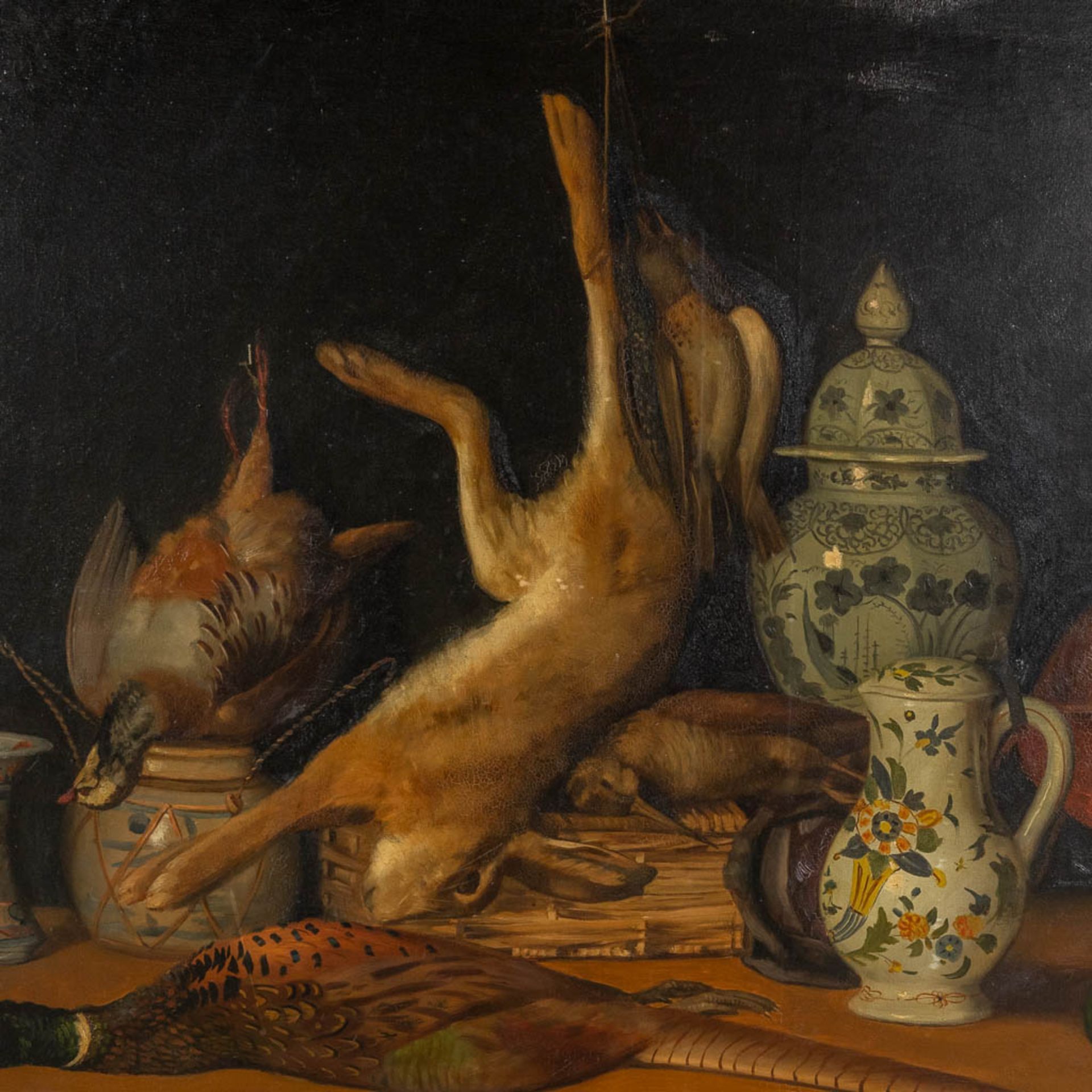 Eugène POLLET (XIX) 'Still life with hunting trophies' oil on canvas. 1885. (W:130 x H:100 cm) - Image 4 of 7