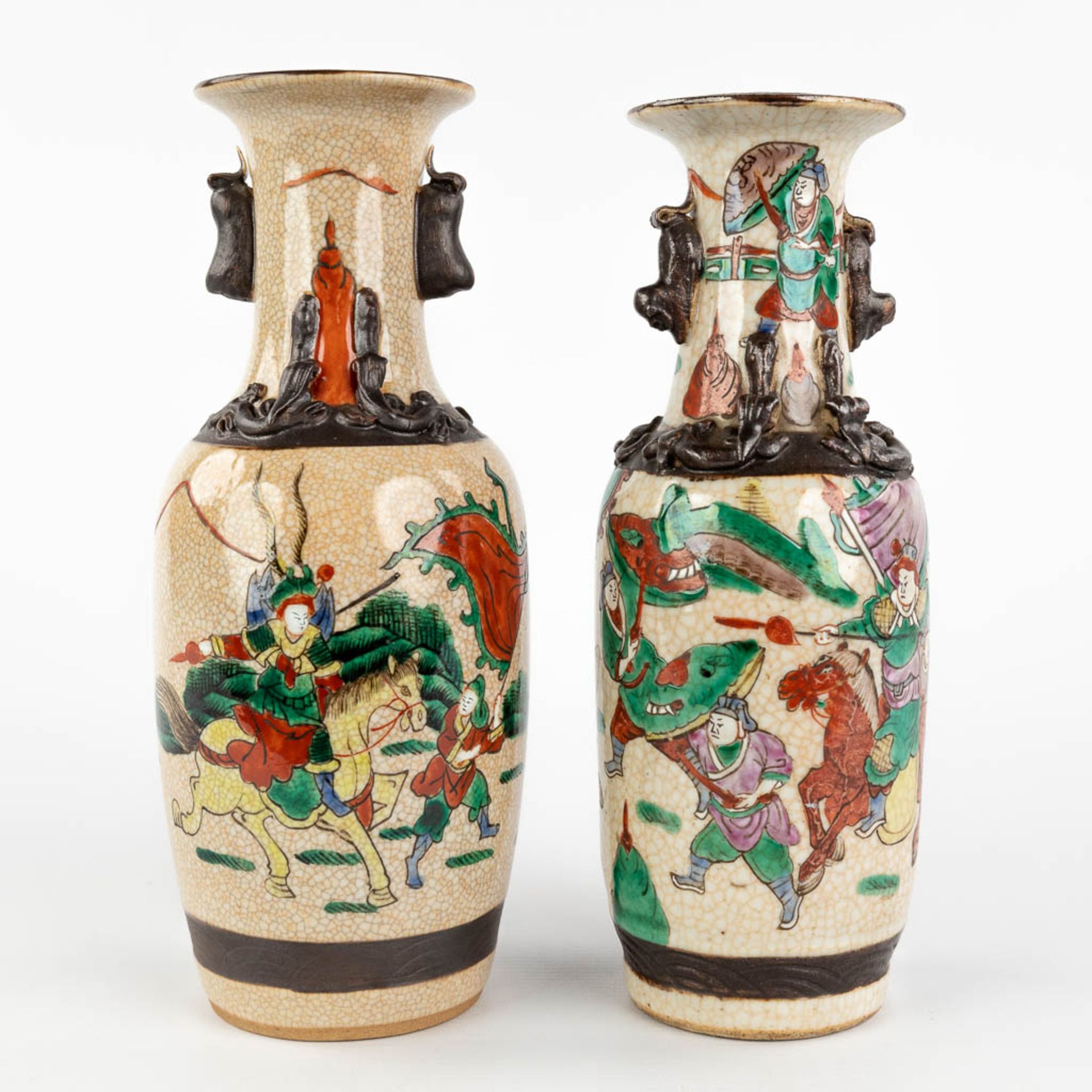 A large Chinese Nanking vase, added two smaller vases. 20th C. (H:58 x D:22 cm) - Image 18 of 25