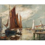 Henri TEISSIER (XIX-XX) 'Le Guilvinec finistère' oil on canvas. (W:100 x H:80 cm)