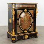A one-door cabinet, Boulle, tortoiseshell and copper inlay, Napoleon 3, 19th C. (D:48 x W:90 x H:111