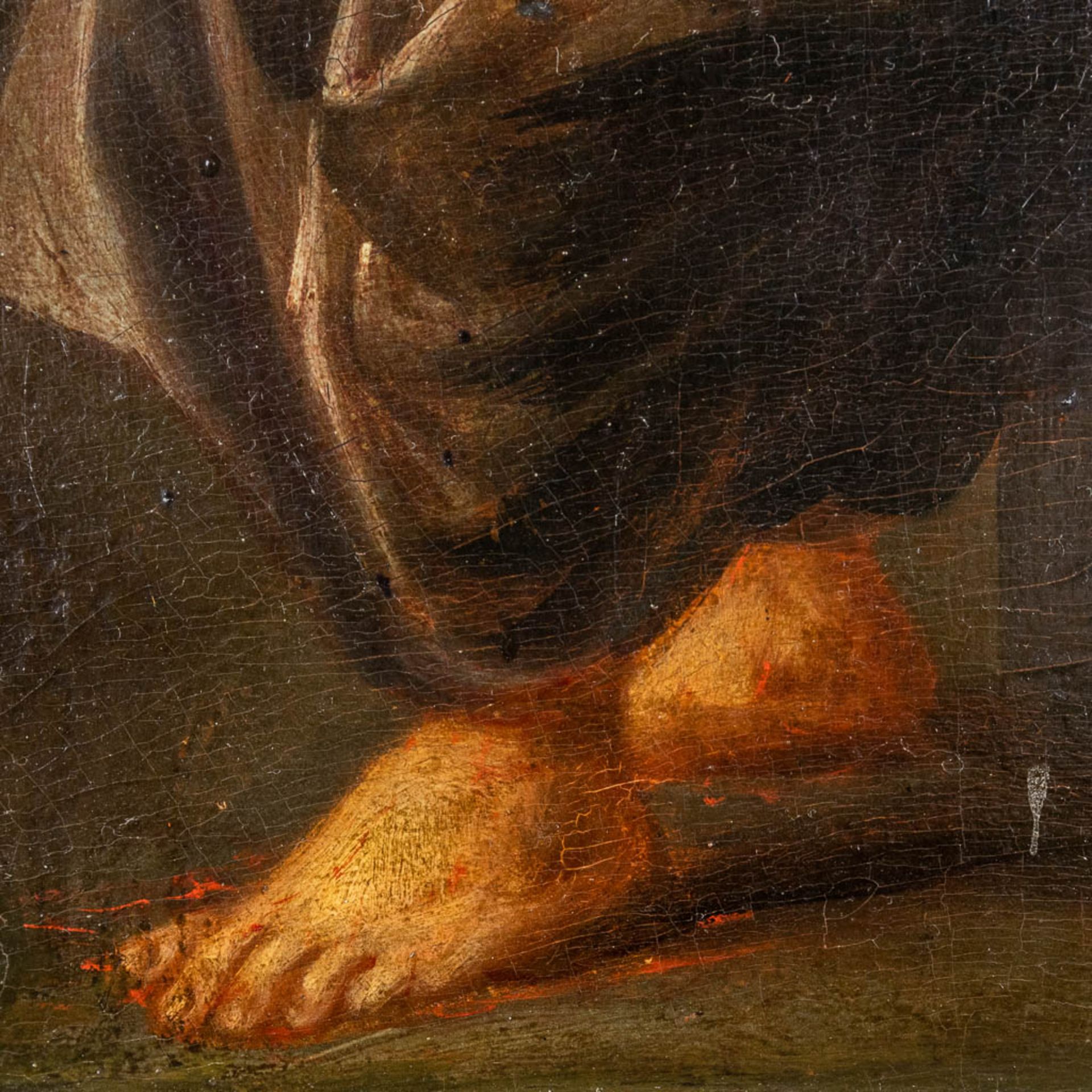 'Pensive Christ', an antique painting, oil on panel. 18th C. (W:30 x H:39 cm) - Image 6 of 7