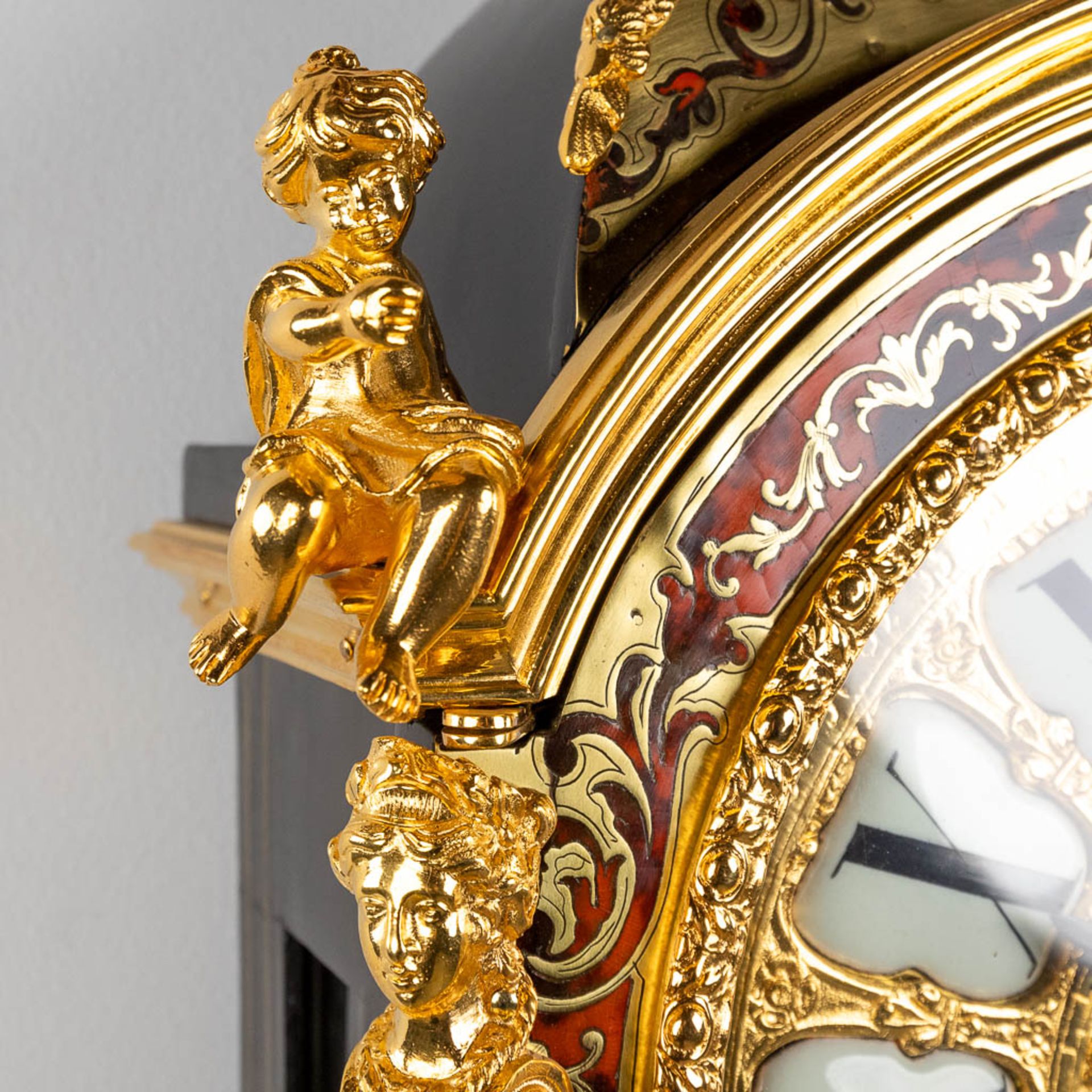 A Vienna Regulator clock, Boulle, Tortoiseshell and copper inlay, Napoleon 3, 19th C. (D:16 x W:36 x - Image 4 of 11