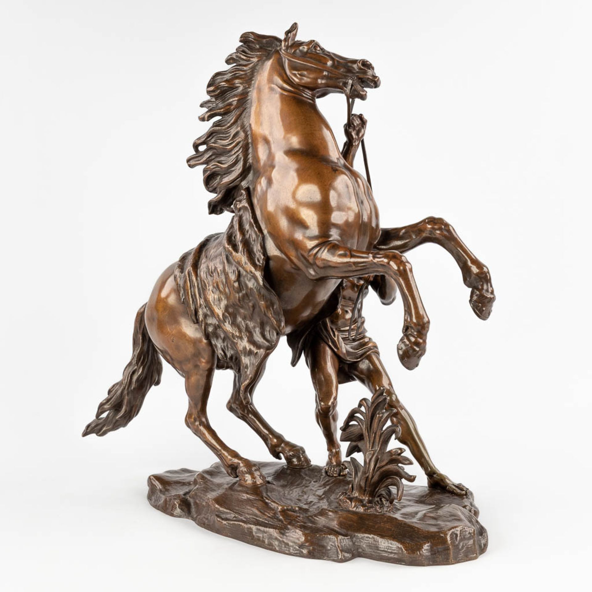 Guillaume I COUSTOU (1677-1746)(after), 'Marly horse' patinated bronze. (D:26 x W:56 x H:58 cm) - Image 5 of 12