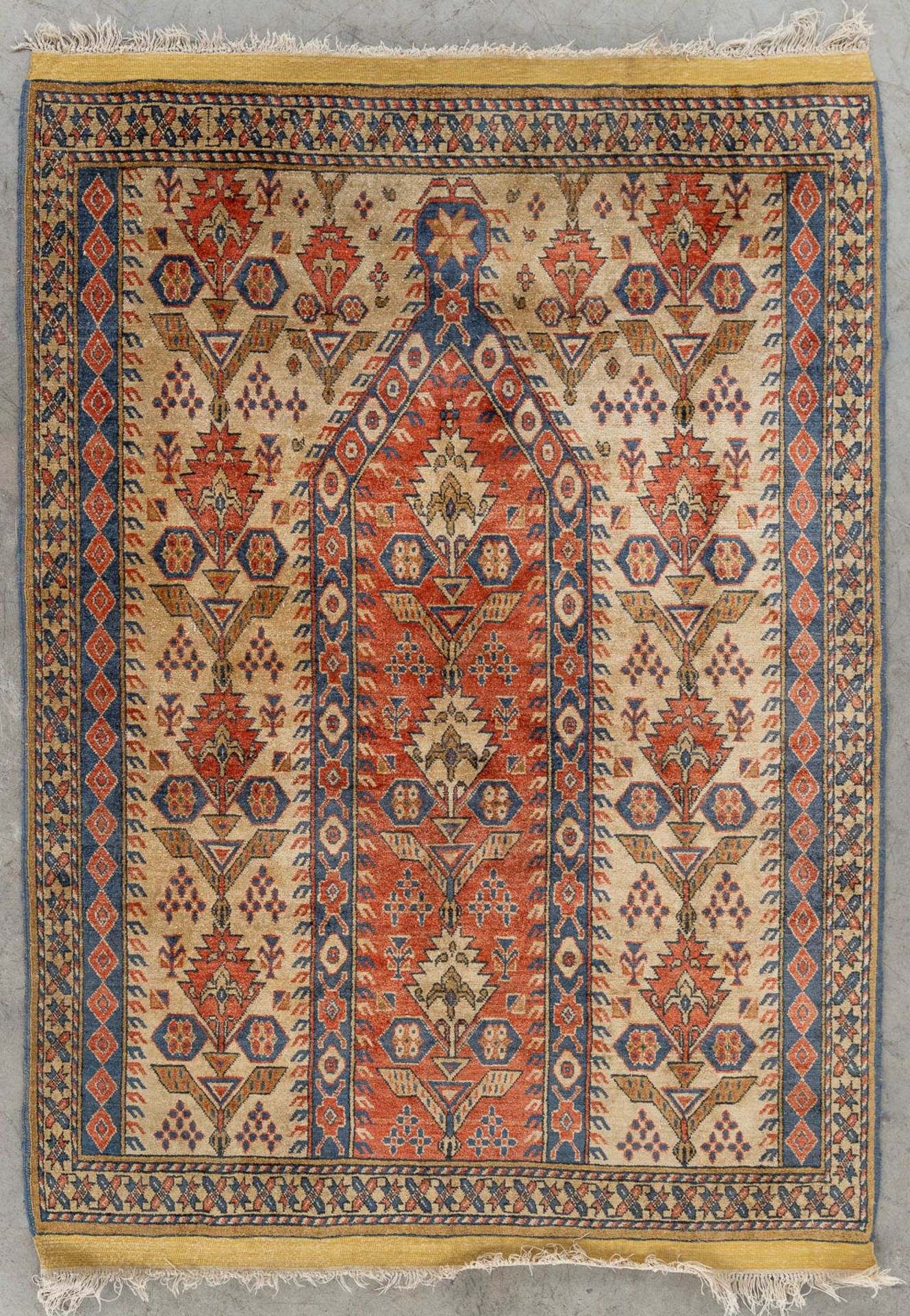 An Oriental hand-made silk carpet, Bashir Afghanistan. (D:119 x W:162 cm)