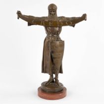 Emmanuel FRÉMIET (1824-1910) 'Credo' patinated bronze. 19th C. (D:13 x W:31 x H:41 cm)