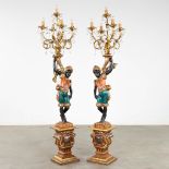 A pair of Italian 'Blackamoor' standing lamps, 20th C. (H:156 x D:42 cm)
