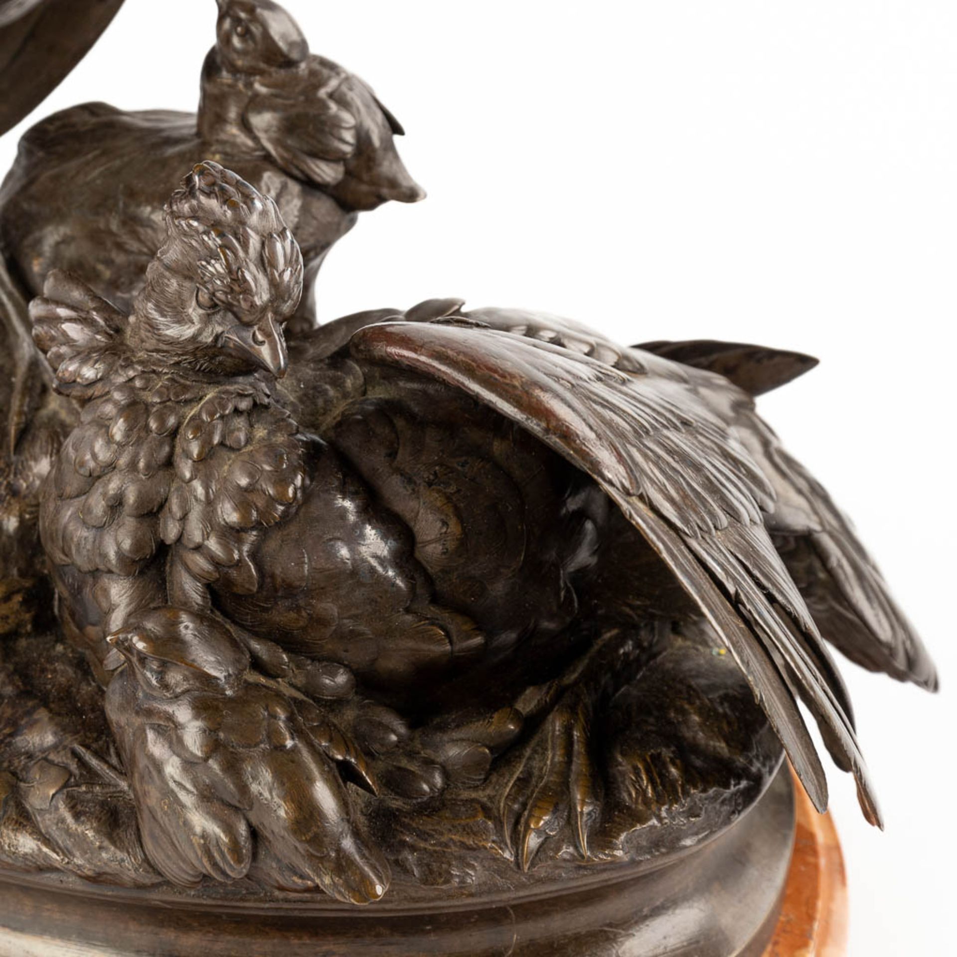 Alphonse ARSON (1822-1895) 'Partridge with chicks' patinated bronze. 1877. (D:22 x W:40 x H:41 cm) - Image 11 of 14