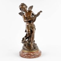 Sylvain KINSBURGER (1855-1935) 'Musical Angel' patinated bronze. 19th C. (H:55 x D:23 cm)