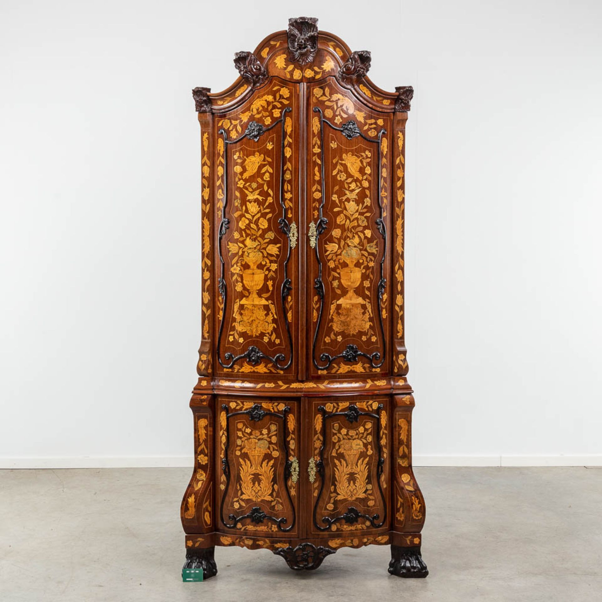 An antique corner cabinet with marquetry in Louis XV style. The Netherlands, 18th C. (D:56 x W:105 x - Image 2 of 21