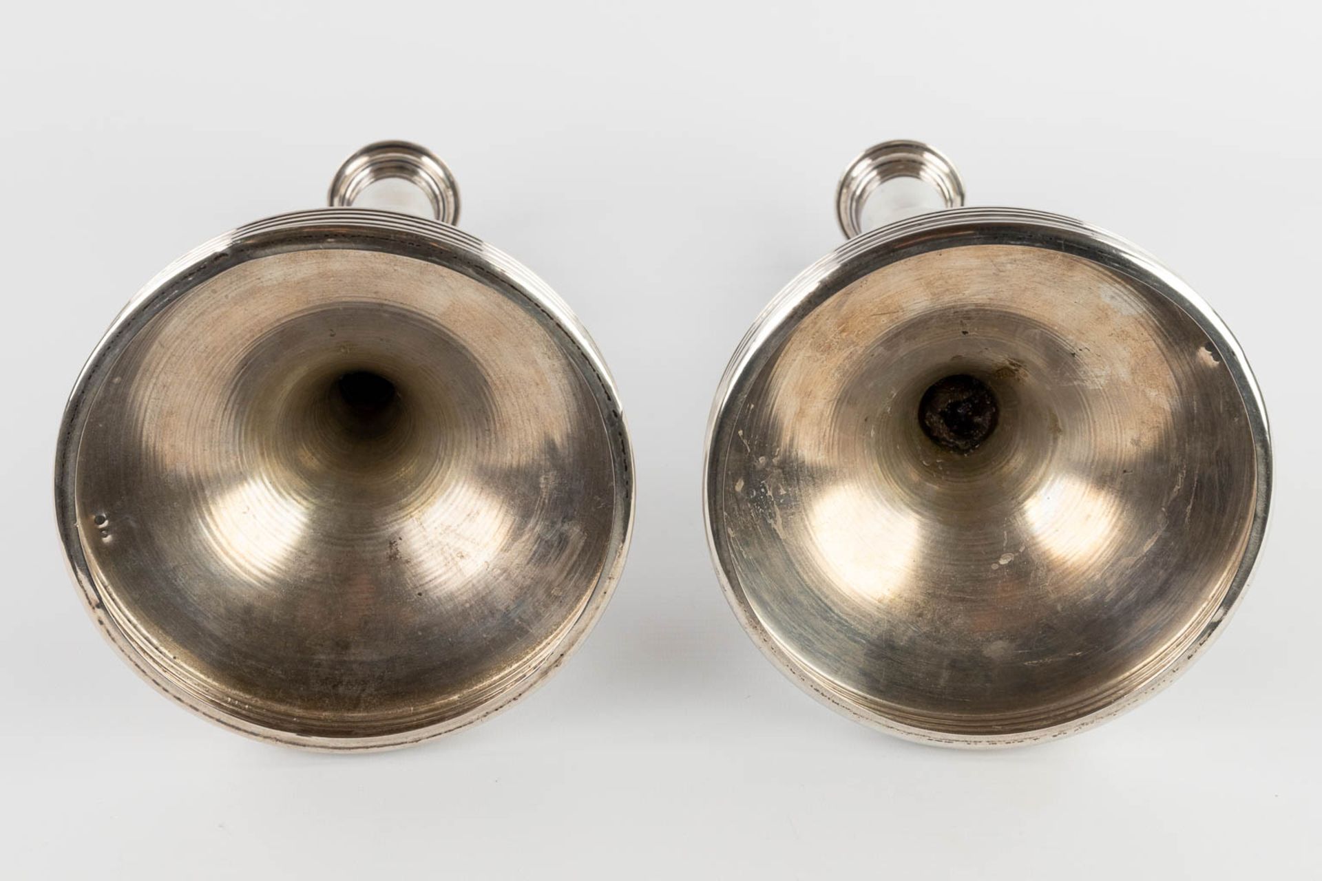 A pair of candle holders, silver, 800/1000, marked Vienna, Austria. 1872-1922. 1152g. (W:16,5 x H:34 - Image 6 of 10