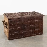 An antique metal chest in the style of Nuremberg chests, with a wrought iron exterior. 18th C. (D:51