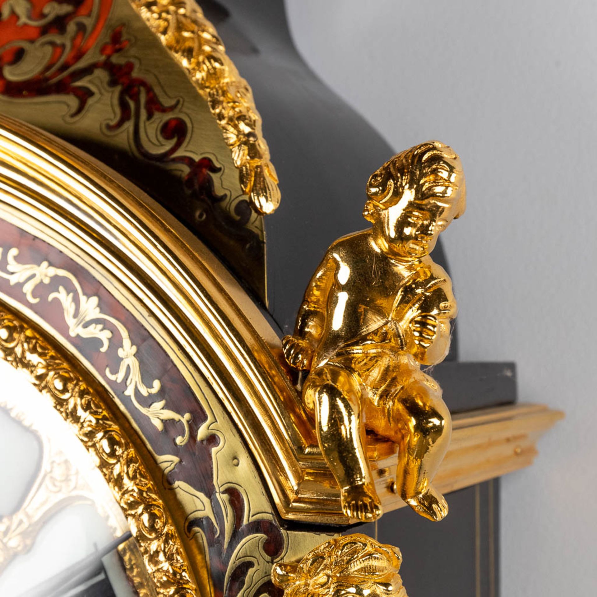 A Vienna Regulator clock, Boulle, Tortoiseshell and copper inlay, Napoleon 3, 19th C. (D:16 x W:36 x - Image 5 of 11