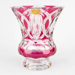 Val Saint Lambert, a large cut and coloured cyrstal vase, 72/659. (H:29 x D:25 cm)