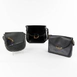 Delvaux, three handbags made of black leather. (W:28 x H:22 cm)
