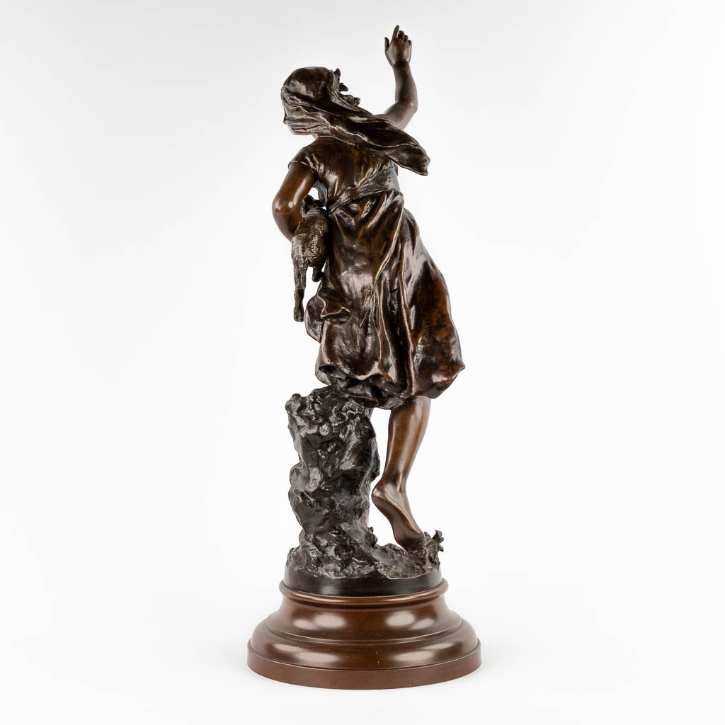 Mathurin MOREAU (1822-1912) 'Le Voila' patinated spelter. (H:89 x D:31 cm) - Image 5 of 12