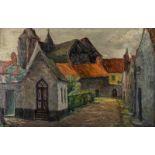 Alice COLIN (1878-1962) 'Beguinage Courtrai' oil on canvas. 1926. (W:50 x H:32 cm)