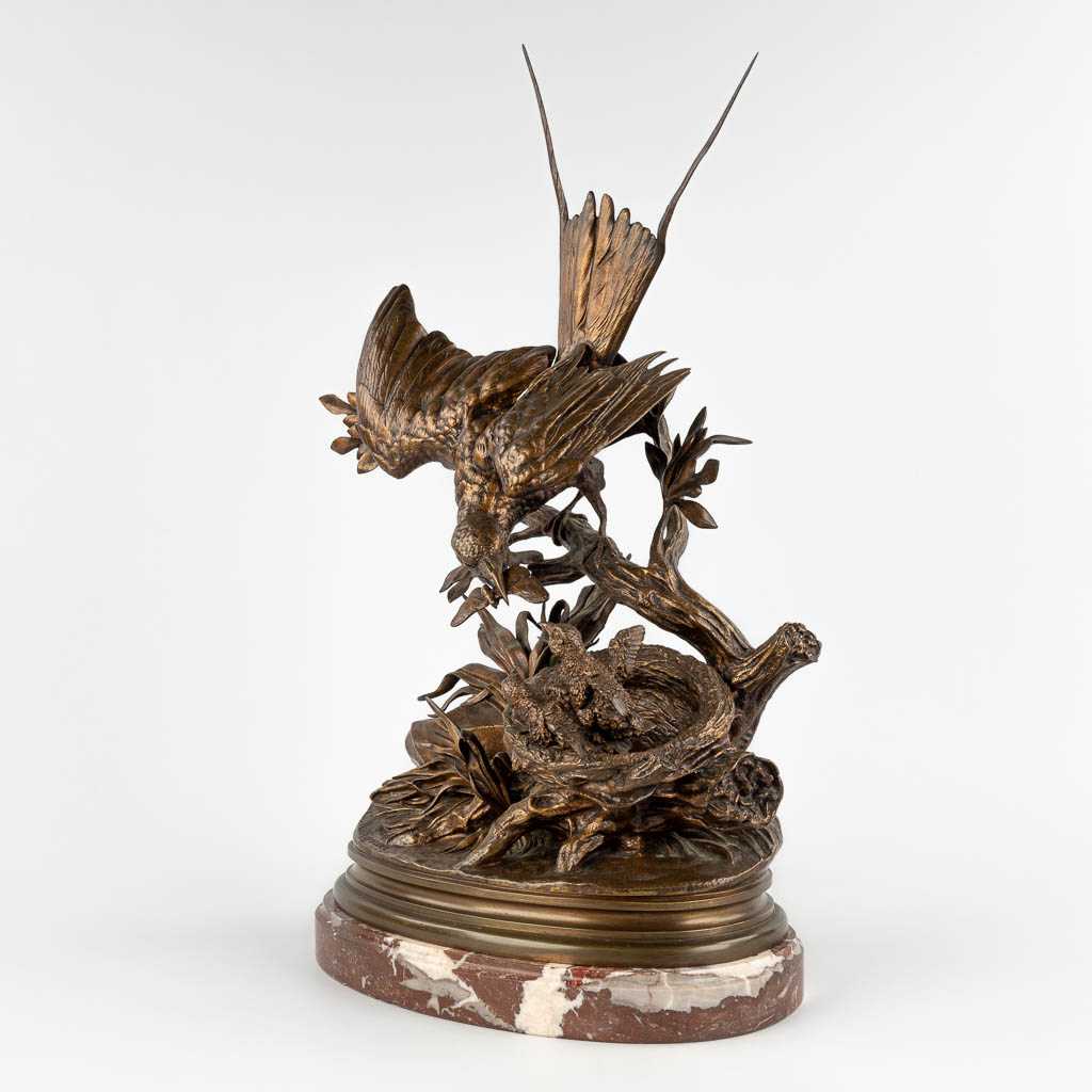 Jules MOIGNIEZ (1835-1894) 'Feeding Time' patinated bronze. (D:22 x W:34 x H:62 cm) - Image 7 of 12