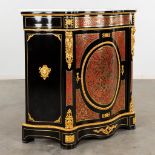 A Boulle cabinet with bow front, Tortoise shell and copper inlay, Napoleon 3, 19th C. (D:42 x W:114,