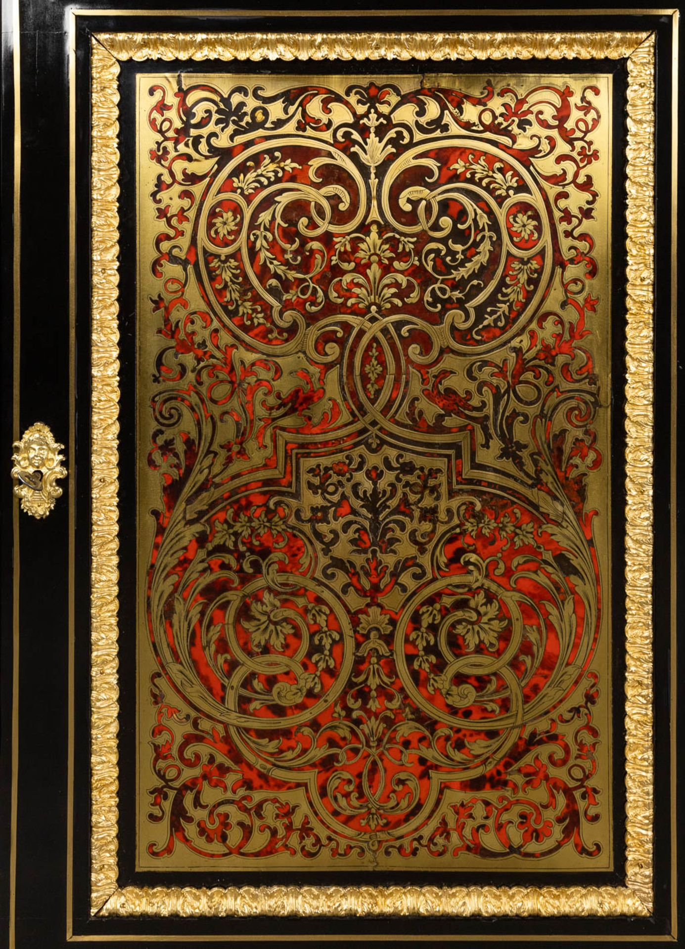 A Boulle cabinet, tortoise shell and copper inlay, Napoleon 3, 19th C. (D:36 x W:77 x H:108 cm) - Image 10 of 14