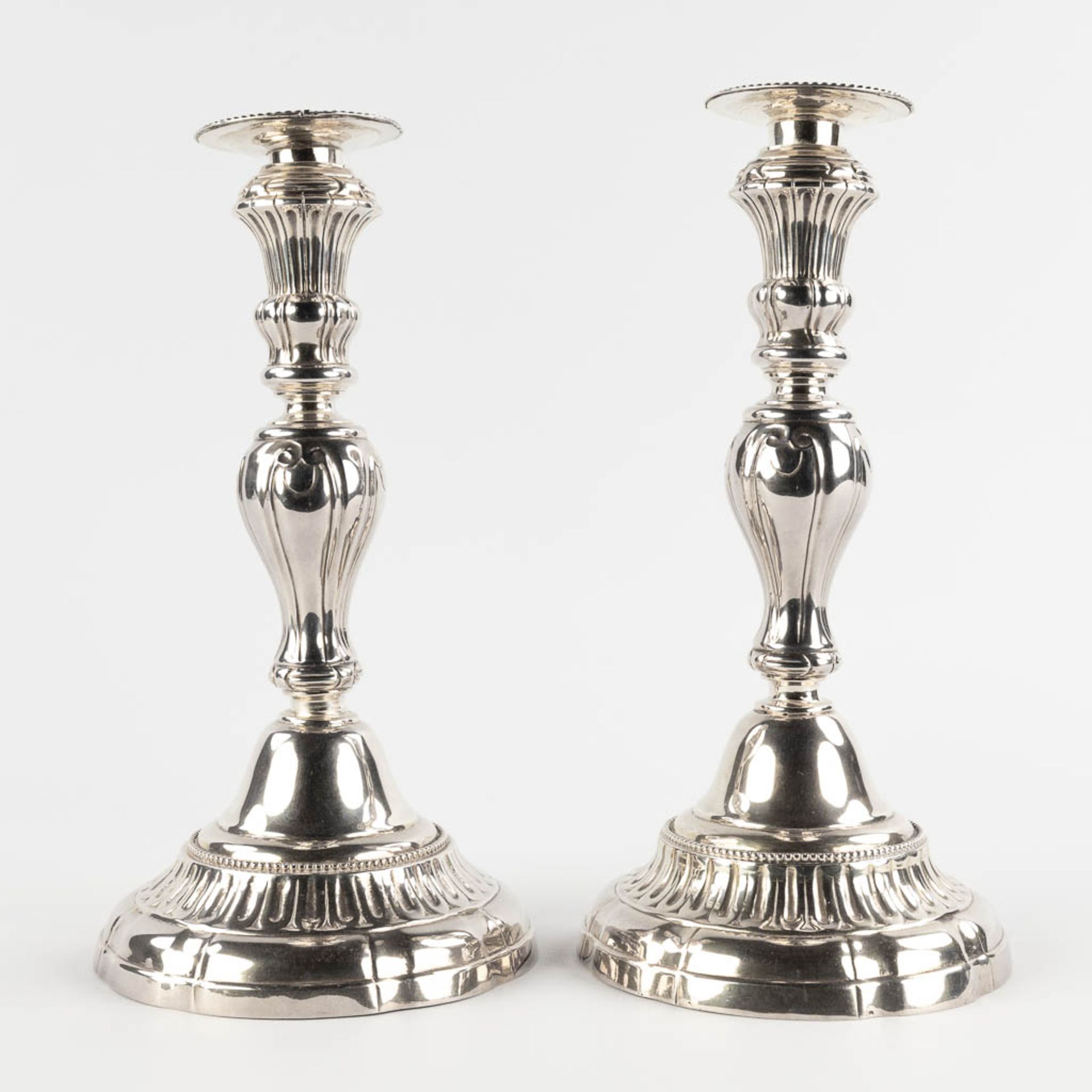 A pair of candlesticks, silver, signed A.De Keghel, Roos. A925. 831g. (H:26 x D:13,5 cm) - Image 4 of 9