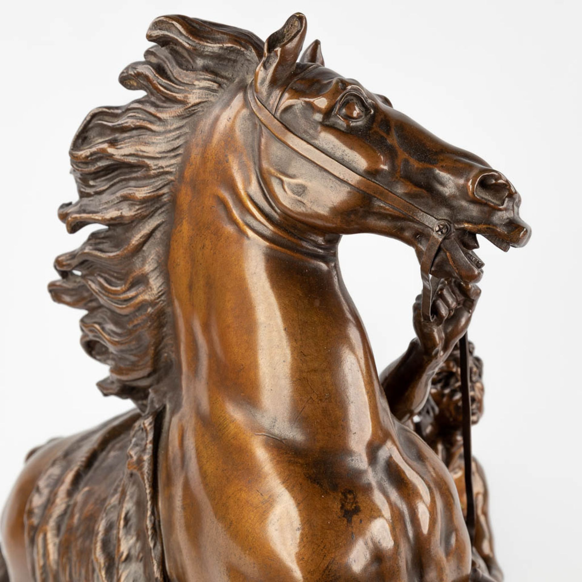 Guillaume I COUSTOU (1677-1746)(after), 'Marly horse' patinated bronze. (D:26 x W:56 x H:58 cm) - Image 11 of 12