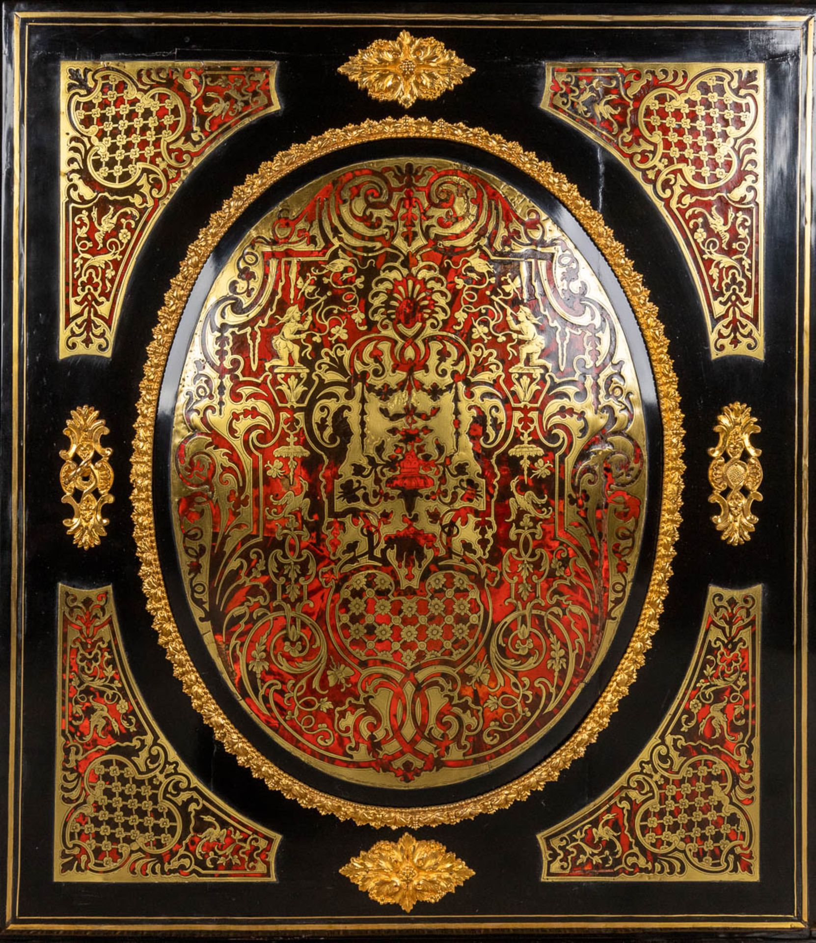 A one-door cabinet, Boulle, tortoiseshell and copper inlay, Napoleon 3, 19th C. (D:48 x W:90 x H:111 - Image 12 of 15
