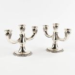 A pair of candelabra, silver. A835. gross: 589g (D:9 x W:20 x H:14 cm)