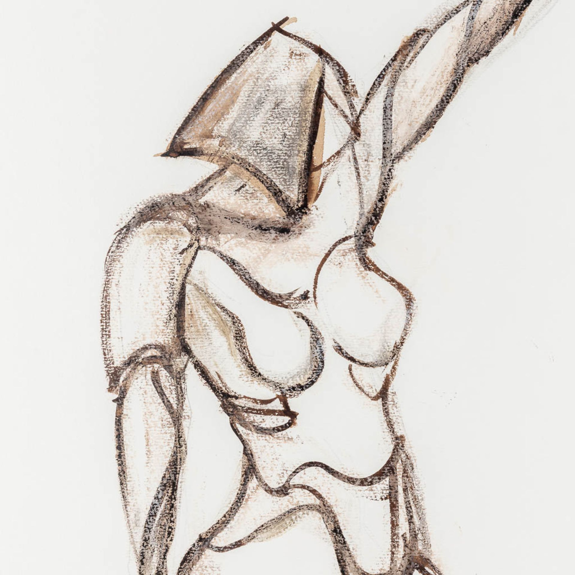 Jeffrie DEVRIESE (1949) 'Figurine' charcoal on paper. 1995 (W:41 x H:59 cm) - Image 5 of 8